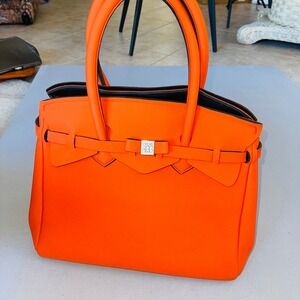 Save My Bag Miss Plus Tote Poly-Fabric Lycra Orange Silver Hardware